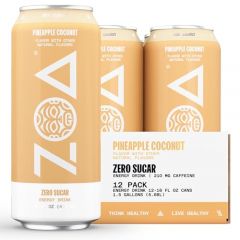 ZOA Zero Sugar Energy Drinks, Pineapple Coconut - Sugar Free with