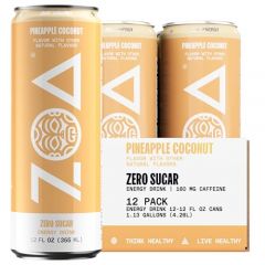 ZOA Zero Sugar Energy Drinks, Pineapple Coconut - Sugar Free with