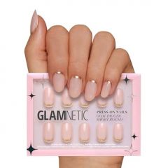 Glamnetic Press On Nails - Caviar | Semi-Transparent, Short Almon