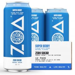ZOA Zero Sugar Energy Drinks, Super Berry - Sugar Free with Elect