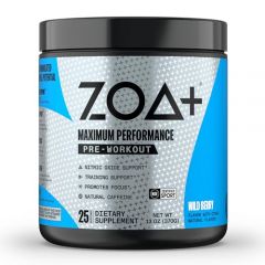 ZOA+ Zero Sugar Pre Workout Powder, Wild Berry - NSF Certified fo